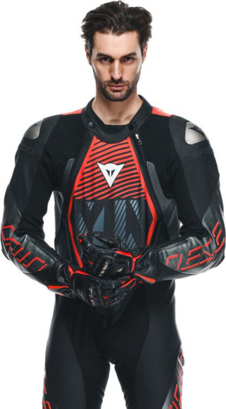 Combinezon Moto Piele Audax D/Zip 1PC Perf. Black/Red/Fluo/Anthracite 25