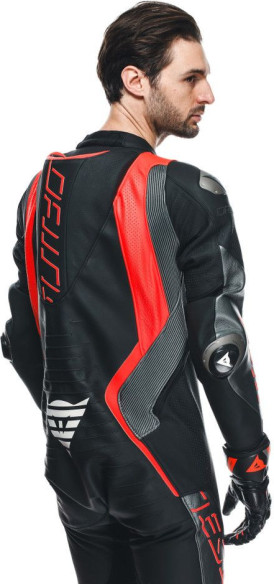 Combinezon Moto Piele Audax D/Zip 1PC Perf. Black/Red/Fluo/Anthracite 25