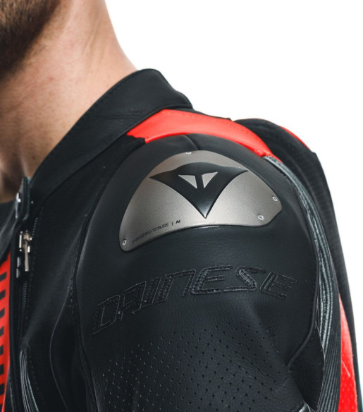Combinezon Moto Piele Audax D/Zip 1PC Perf. Black/Red/Fluo/Anthracite 25