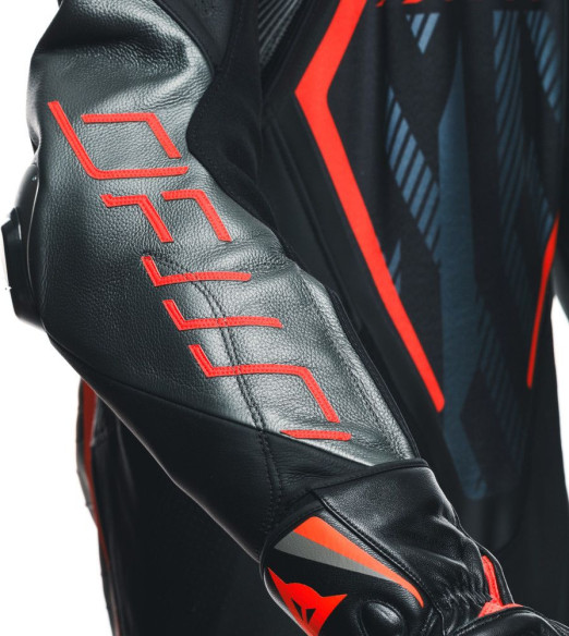 Combinezon Moto Piele Audax D/Zip 1PC Perf. Black/Red/Fluo/Anthracite 25
