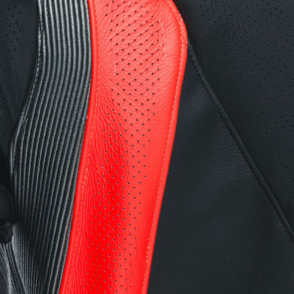 Combinezon Moto Piele Audax D/Zip 1PC Perf. Black/Red/Fluo/Anthracite 25