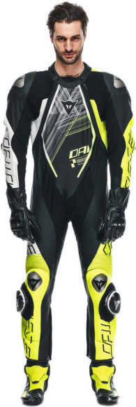 Combinezon Moto Piele Audax D/Zip 1PC Perf. Black/Yellow/Fluo/Anthracite 25