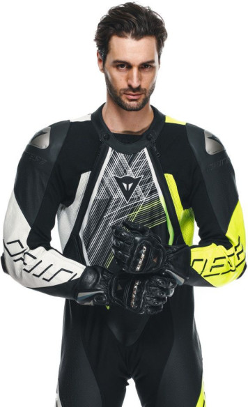 Combinezon Moto Piele Audax D/Zip 1PC Perf. Black/Yellow/Fluo/Anthracite 25