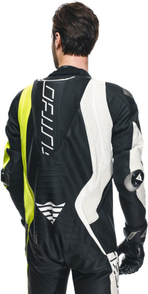 Combinezon Moto Piele Audax D/Zip 1PC Perf. Black/Yellow/Fluo/Anthracite 25