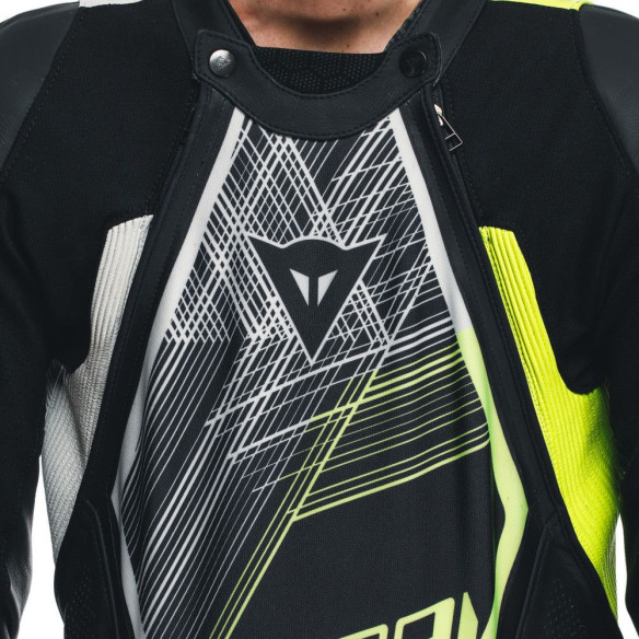 Combinezon Moto Piele Audax D/Zip 1PC Perf. Black/Yellow/Fluo/Anthracite 25