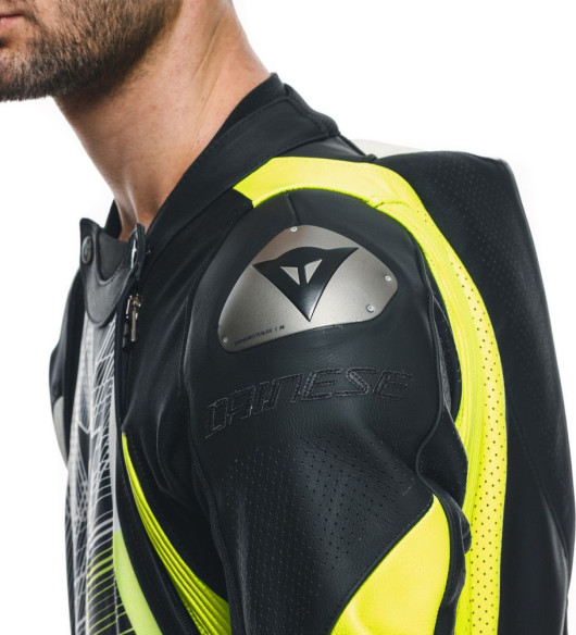 Combinezon Moto Piele Audax D/Zip 1PC Perf. Black/Yellow/Fluo/Anthracite 25