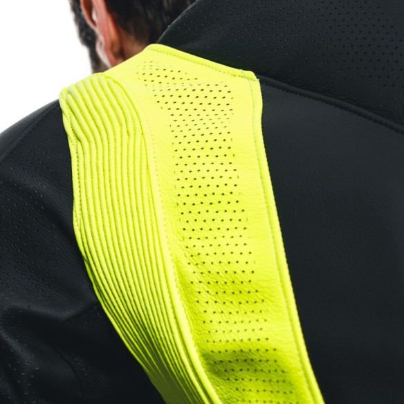 Combinezon Moto Piele Audax D/Zip 1PC Perf. Black/Yellow/Fluo/Anthracite 25