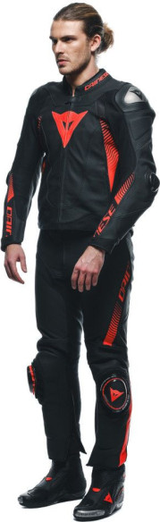 Pantaloni Moto Piele Super Speed Black/Red/Fluo 25
