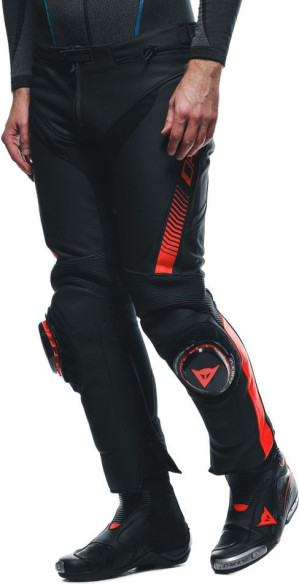 Pantaloni Moto Piele Super Speed Black/Red/Fluo 25