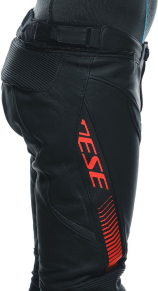 Pantaloni Moto Piele Super Speed Black/Red/Fluo 25