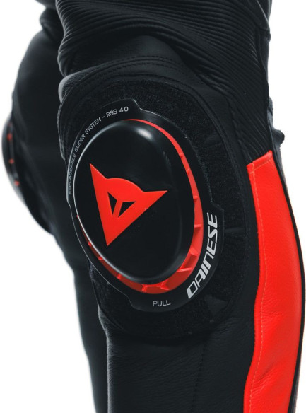 Pantaloni Moto Piele Super Speed Black/Red/Fluo 25