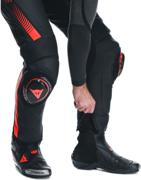 Pantaloni Moto Piele Super Speed Black/Red/Fluo 25