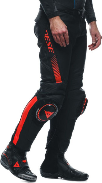 Pantaloni Moto Piele Super Speed Black/Red/Fluo 25