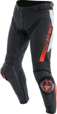 Pantaloni Moto Piele Super Speed Perf. Black/White/Red/Fluo 25