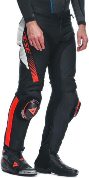Pantaloni Moto Piele Super Speed Perf. Black/White/Red/Fluo 25
