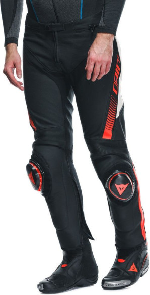 Pantaloni Moto Piele Super Speed Perf. Black/White/Red/Fluo 25