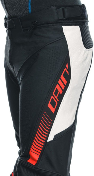 Pantaloni Moto Piele Super Speed Perf. Black/White/Red/Fluo 25