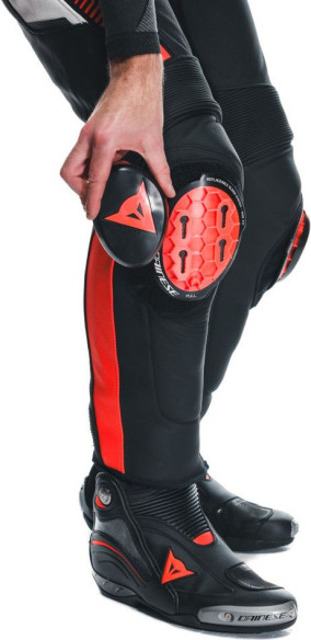Pantaloni Moto Piele Super Speed Perf. Black/White/Red/Fluo 25