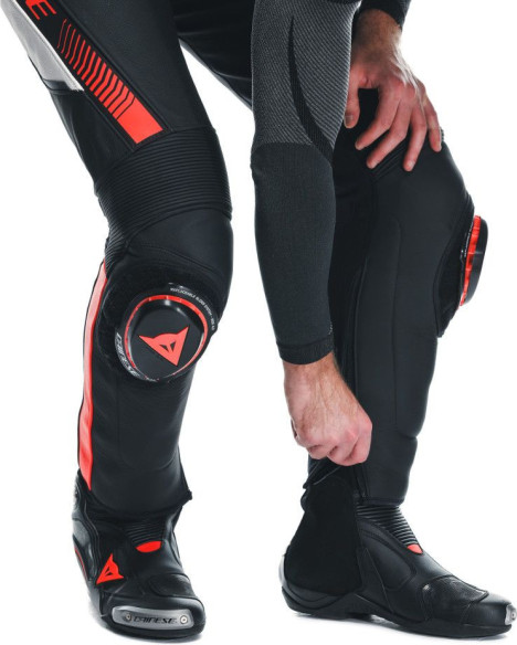 Pantaloni Moto Piele Super Speed Perf. Black/White/Red/Fluo 25