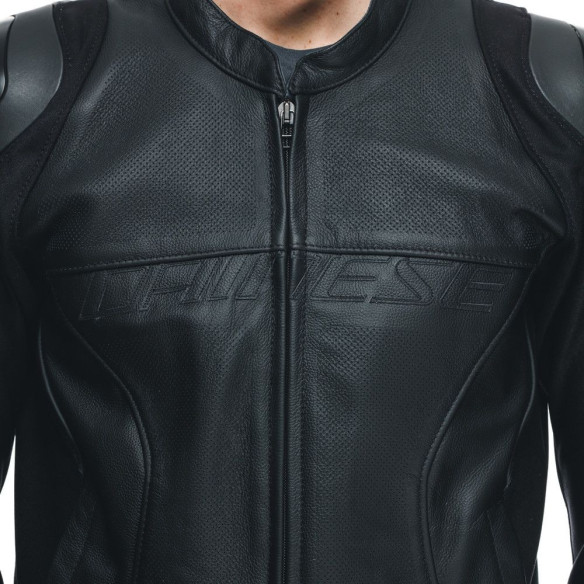 Geaca Moto Piele Racing 4 Perf. Black/Black/Black 23
