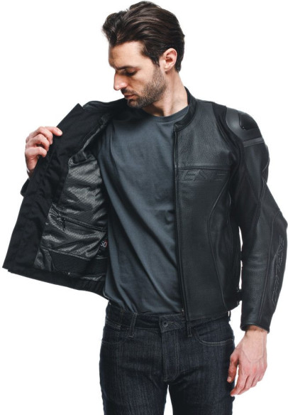Geaca Moto Piele Racing 4 Perf. Black/Black/Black 23