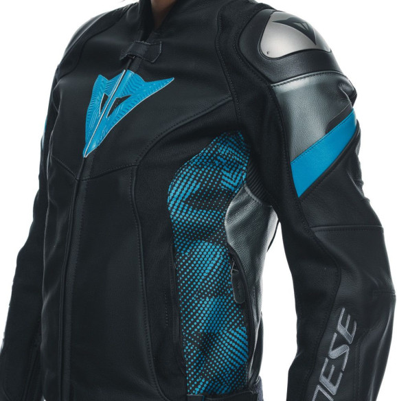 Geaca Moto Piele Dama Avro 5 Black/Teal/Anthracite 25