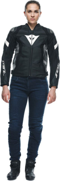 Geaca Moto Piele Dama Avro 5 Black/Black/White 25
