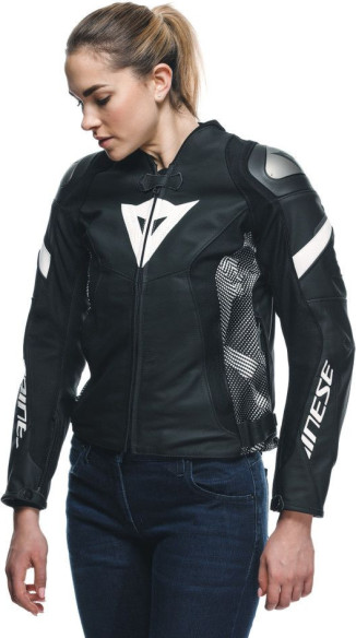 Geaca Moto Piele Dama Avro 5 Black/Black/White 25