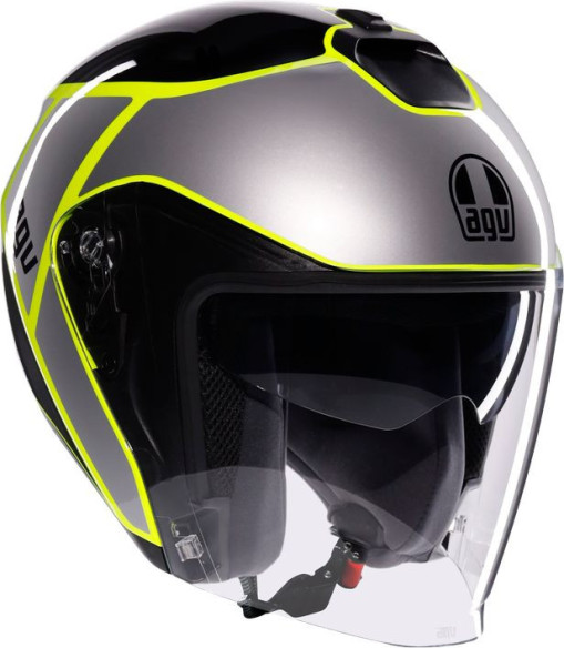 Casca Moto Open Face/Jet Irides E2206 Davao Black/Grey/Yellow Fluo 25