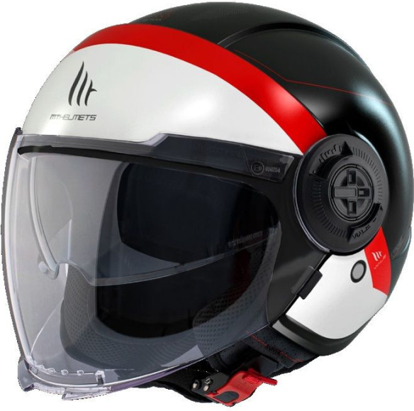 Casca Moto Open Face/Jet Viale SV S 68 Unit A5 Black/White/Red Matt