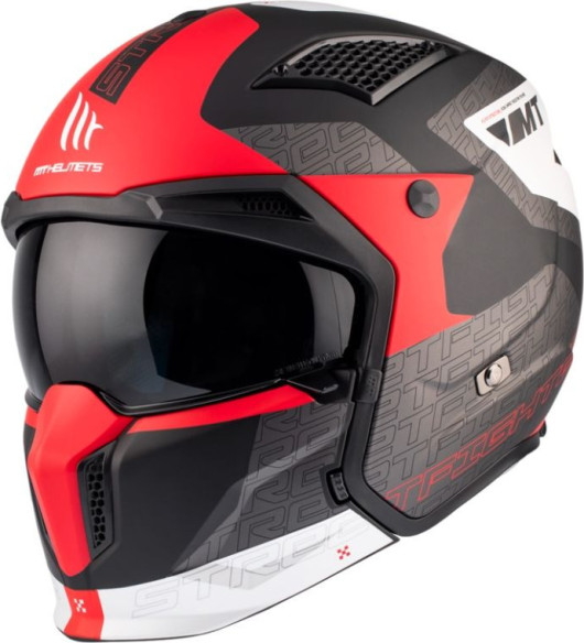 Casca Moto Open Face/Jet Streetfighter SV S B15 Totem Black/White/Grey/Matt Red