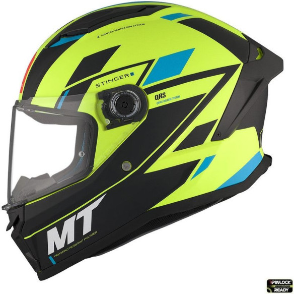 Casca Moto Full-Face/Interala Stinger 2 Zivze C3 Black/Blue/Matt Yellow Fluo