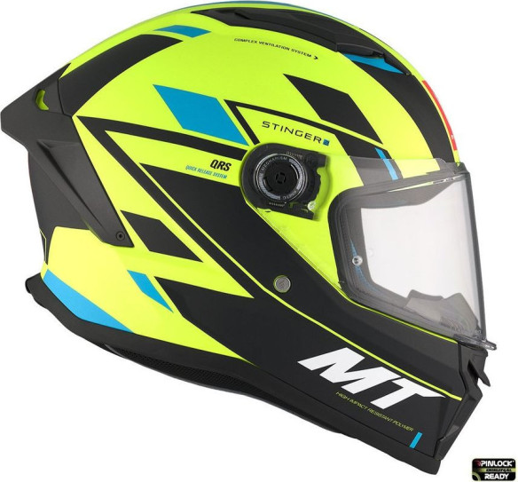 Casca Moto Full-Face/Interala Stinger 2 Zivze C3 Black/Blue/Matt Yellow Fluo