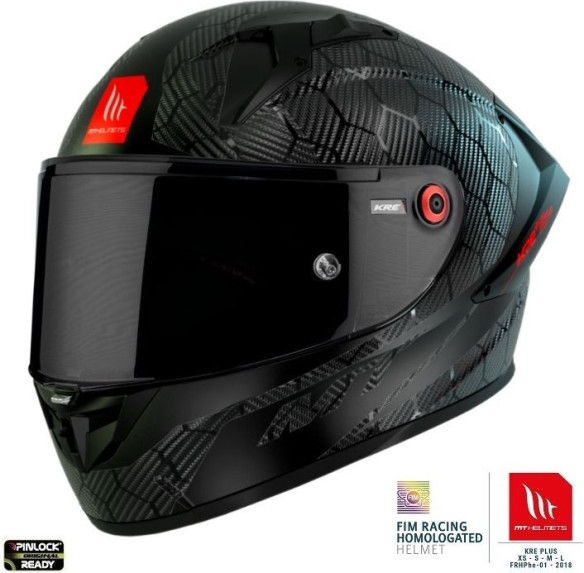 Casca Moto Full-Face/Interala KRE+ S Carbon Solid A11 Glossy Black