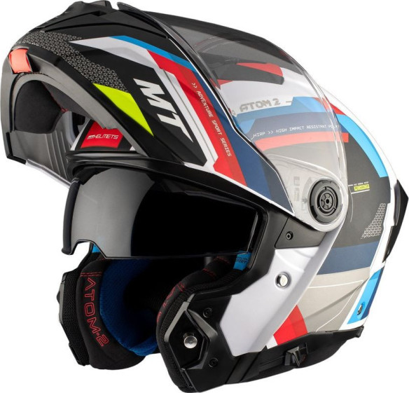 Casca Moto Flip-Up Atom 2 SV Bast A0 White/Red/Glossy Blue