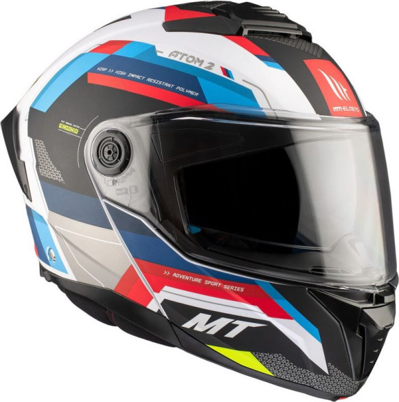 Casca Moto Flip-Up Atom 2 SV Bast A0 White/Red/Glossy Blue
