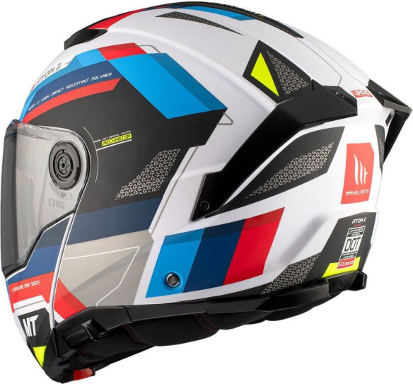 Casca Moto Flip-Up Atom 2 SV Bast A0 White/Red/Glossy Blue