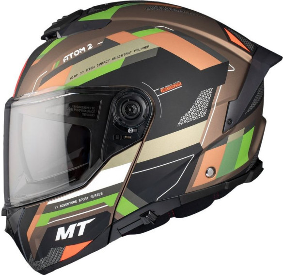 Casca Moto Flip-Up Atom 2 SV Bast A6 Military Brown/Black/Orange/Matt Green