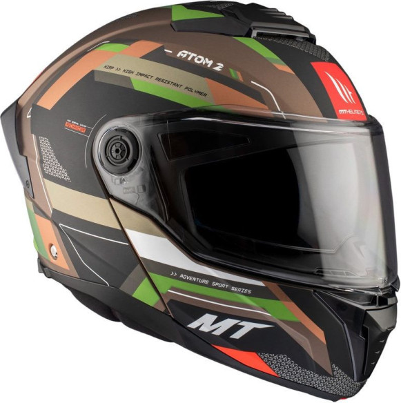 Casca Moto Flip-Up Atom 2 SV Bast A6 Military Brown/Black/Orange/Matt Green