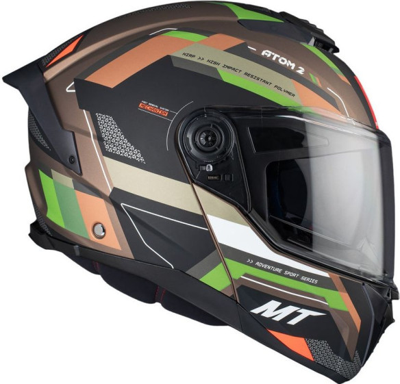 Casca Moto Flip-Up Atom 2 SV Bast A6 Military Brown/Black/Orange/Matt Green