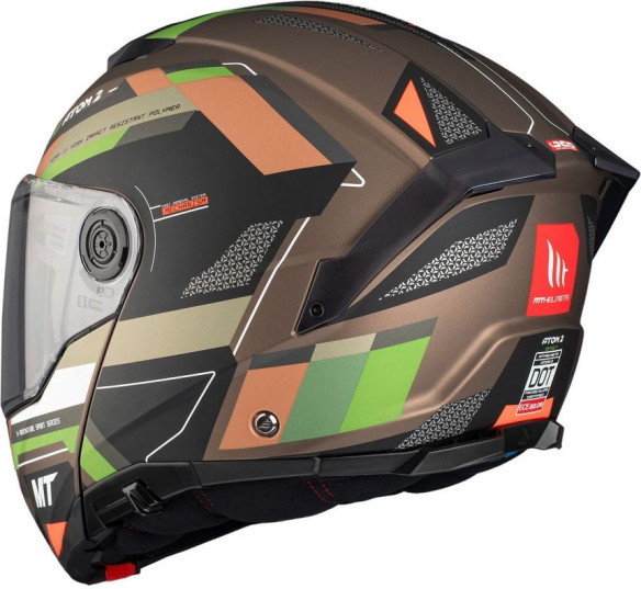 Casca Moto Flip-Up Atom 2 SV Bast A6 Military Brown/Black/Orange/Matt Green