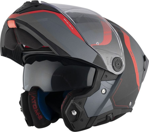 Casca Moto Flip-Up Atom 2 SV Emalla B15 Black/Grey/Matt Red