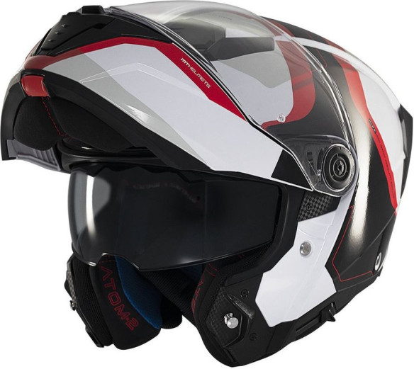 Casca Moto Flip-Up Atom 2 SV Emalla B0 Black/White/Glossy Red