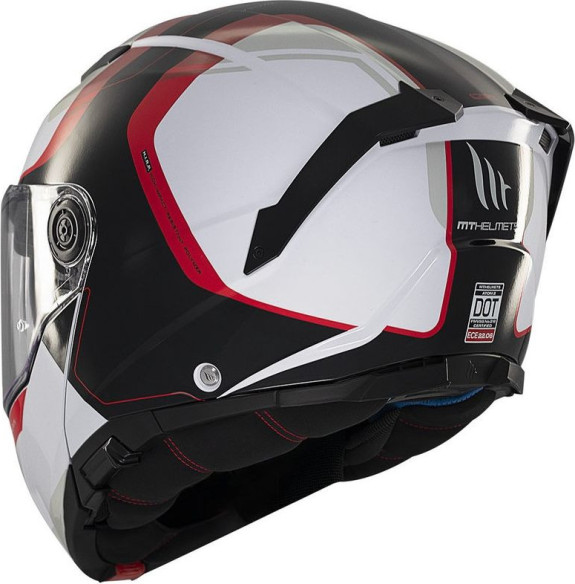 Casca Moto Flip-Up Atom 2 SV Emalla B0 Black/White/Glossy Red