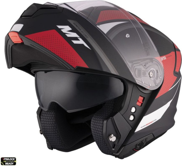 Casca Moto Flip-Up Genesis SV Cave A5 Black/White/Matt Red