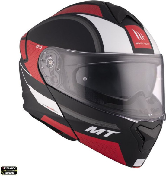 Casca Moto Flip-Up Genesis SV Cave A5 Black/White/Matt Red