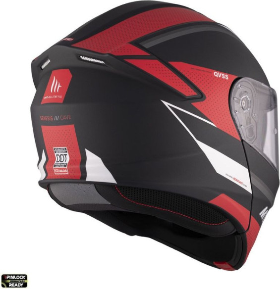 Casca Moto Flip-Up Genesis SV Cave A5 Black/White/Matt Red