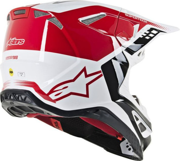 Casca Moto Enduro Supertech M8 Triple Black/White/Red Glossy S9