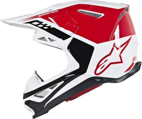 Casca Moto Enduro Supertech M8 Triple Black/White/Red Glossy S9
