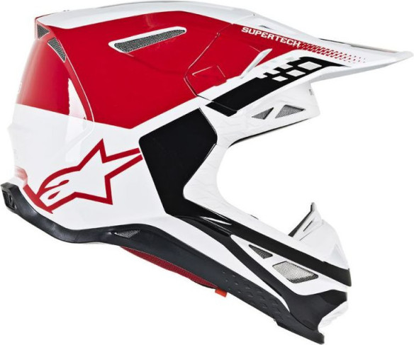 Casca Moto Enduro Supertech M8 Triple Black/White/Red Glossy S9